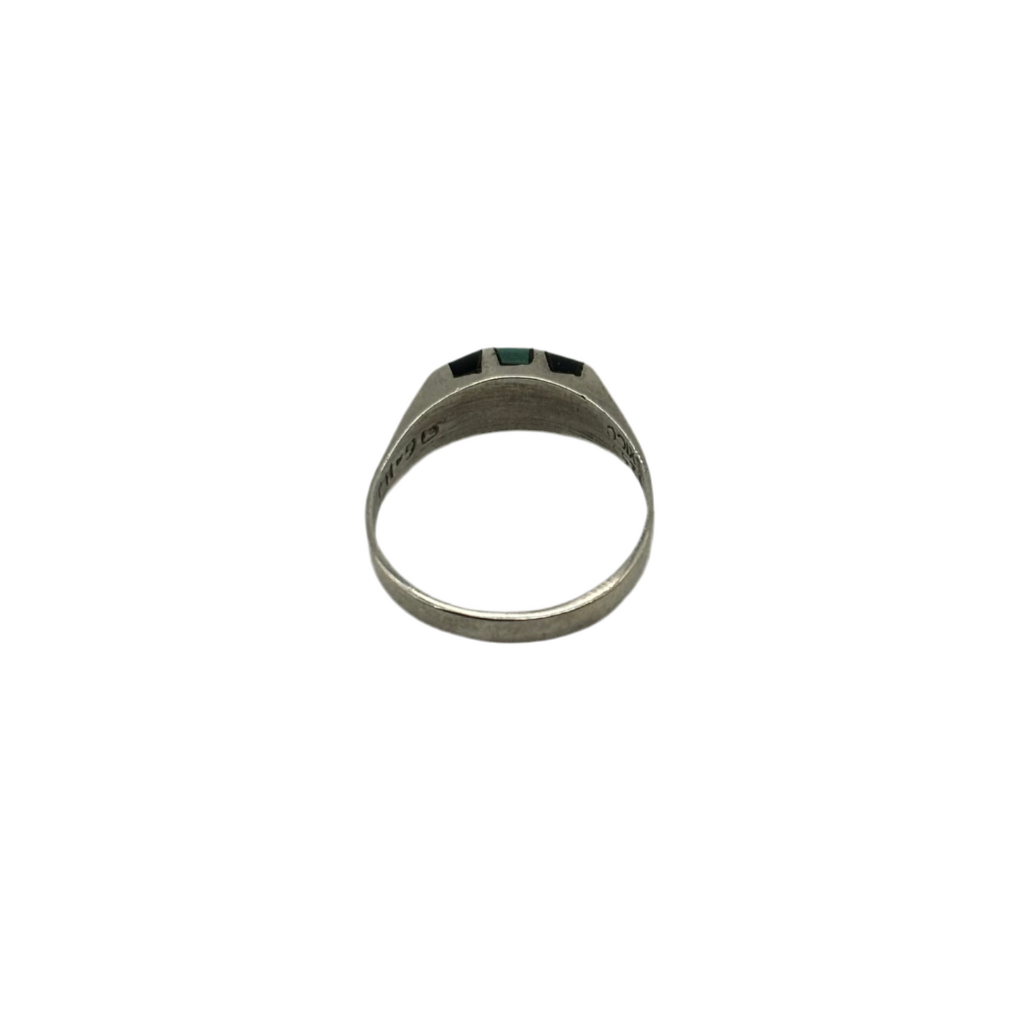 Vintage Taxco Malachite and Onyx Ring