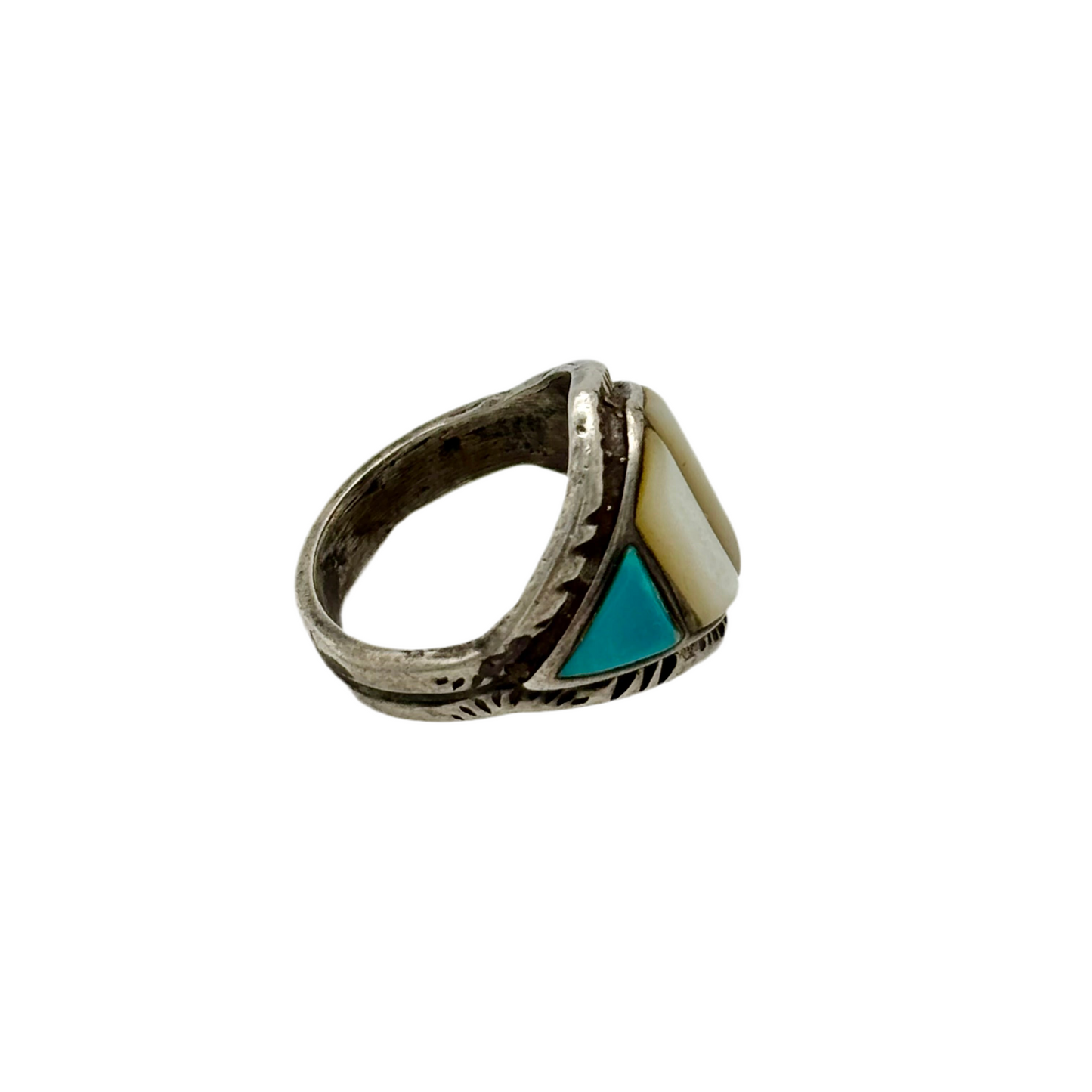 Vintage Turquoise and Abalone Ring