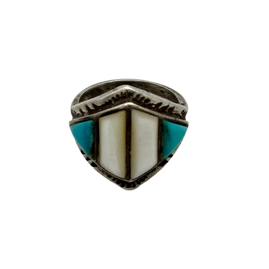 Vintage Turquoise and Abalone Ring