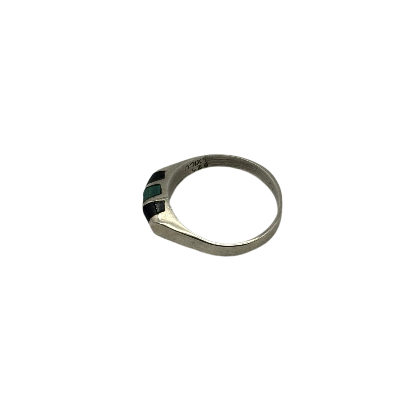 Vintage Taxco Malachite and Onyx Ring