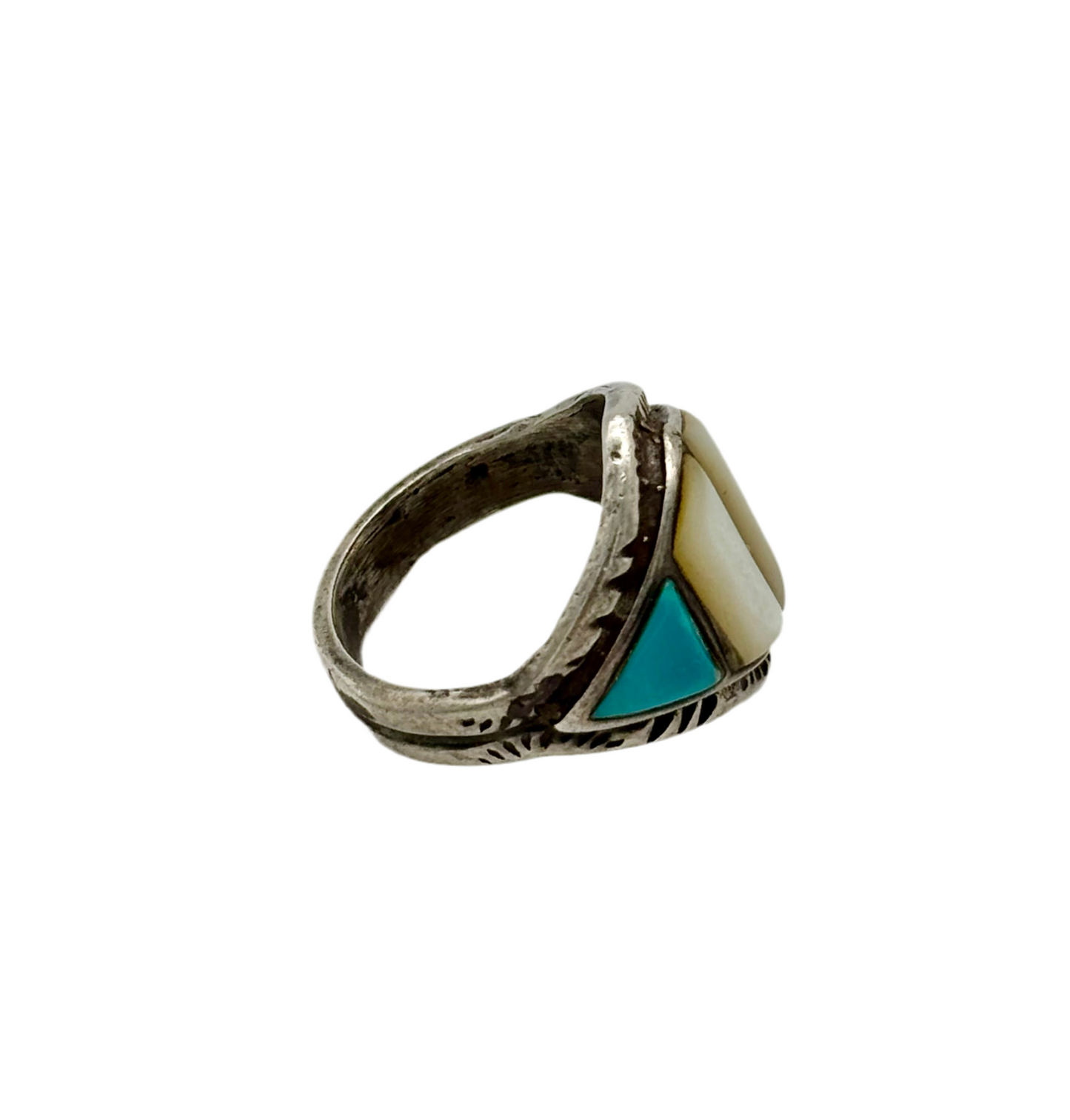 Vintage Turquoise and Abalone Ring